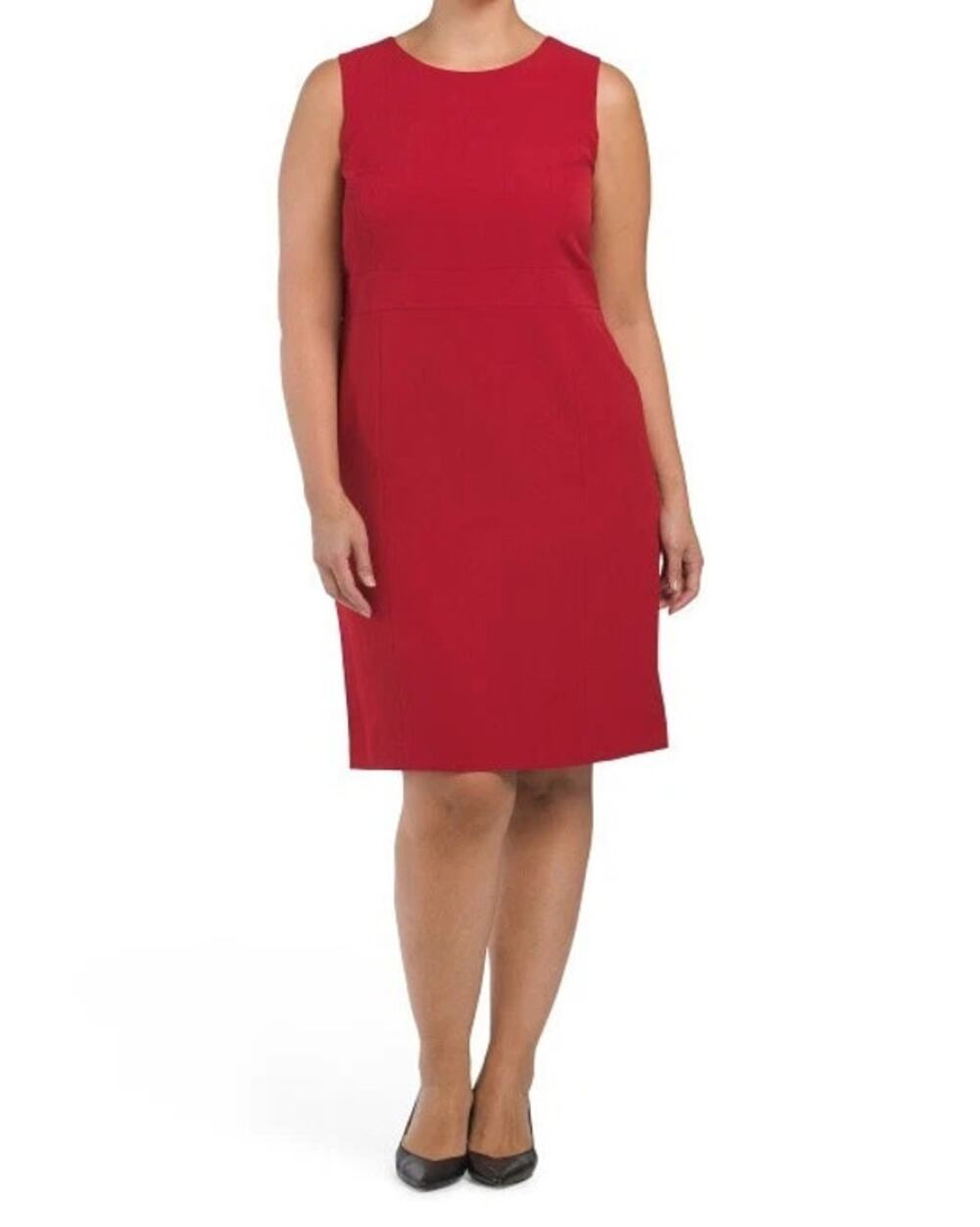 Kasper Women's Red Sleeveless Sheath Dress Knee Length Career Size 16 NWT